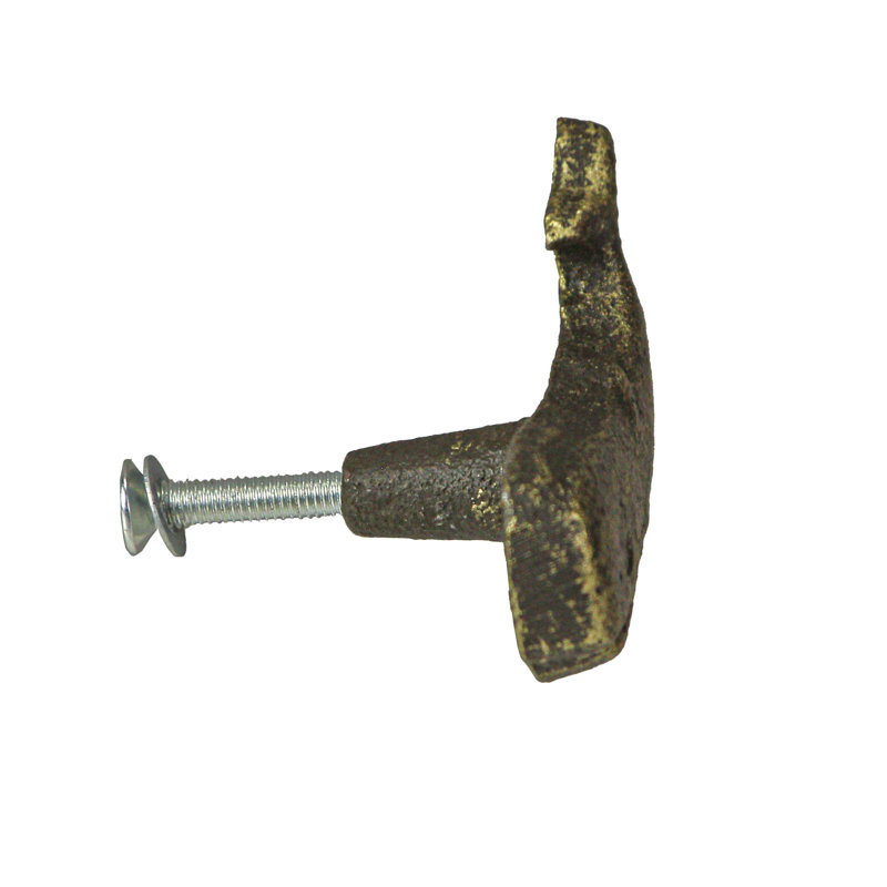 Nautical whale cast iron cabinet and drawer pulls in antique bronze finish, set of 6 — 2.25" W x 1.25" H x 1" projection