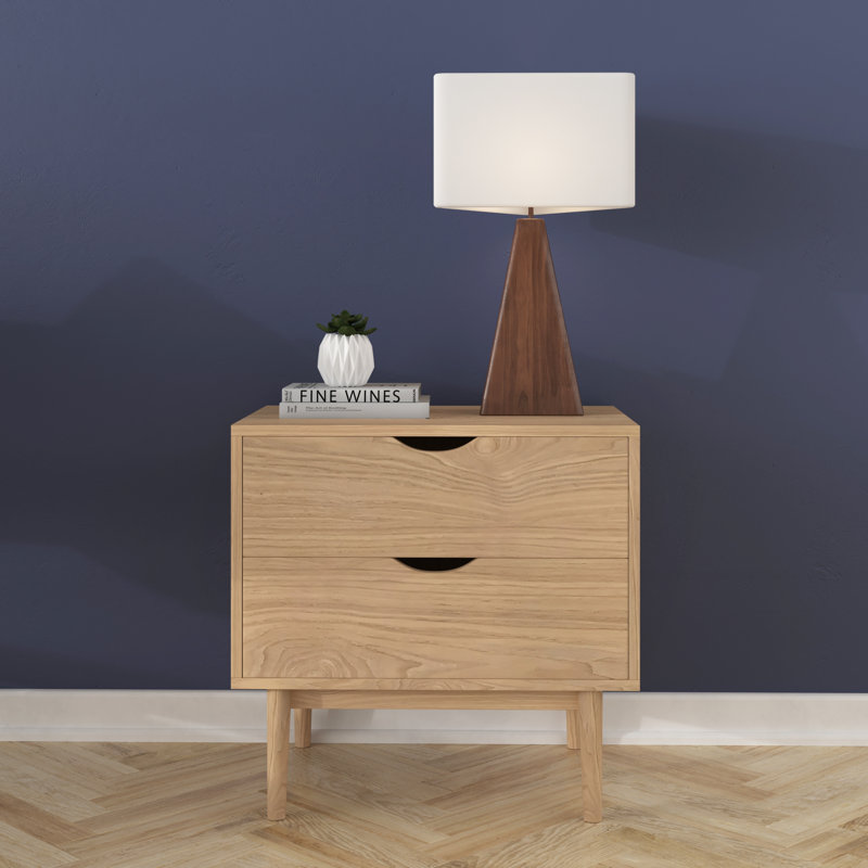 Indra 22" H 2-Drawer Wood Nightstand , White Wash
