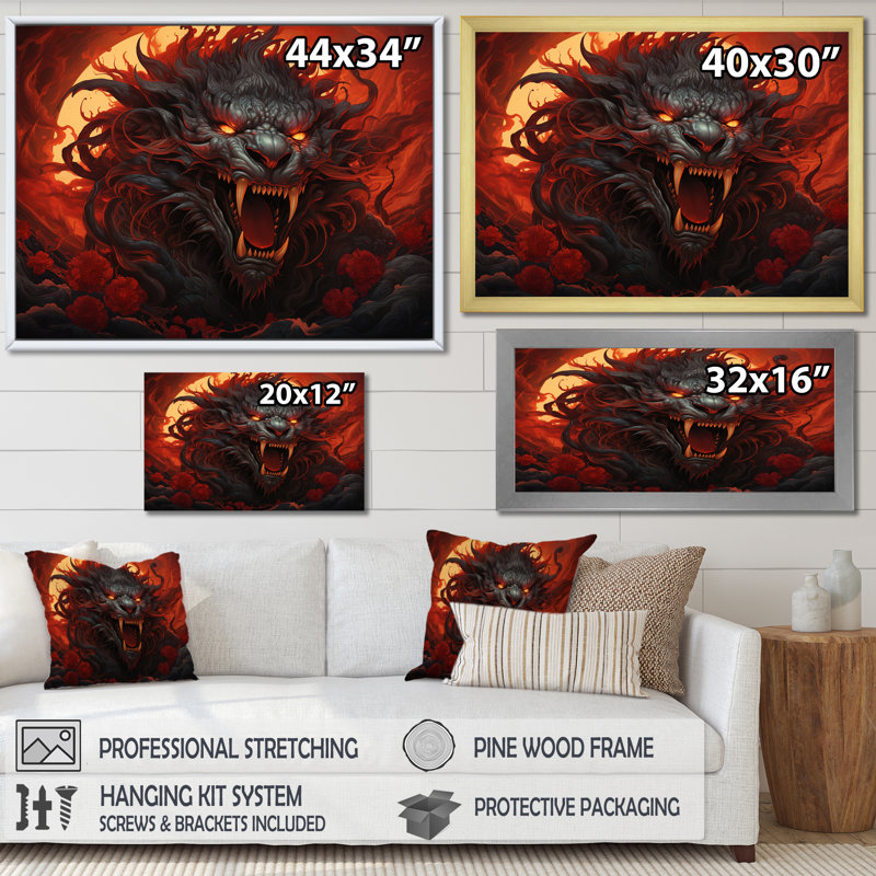 L'hindouisme Rakshasas, éclipse spirituelle traditionnelle sur toile, Toile tendue, H 16 po x l 32 po