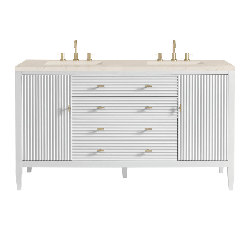 Myrrin 60'' W Double Vanity, Bright White, 8" Widespread, Siberian