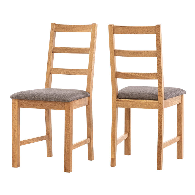 47cm H Fabric Upholstered Ladder Back Side Chair, Grey