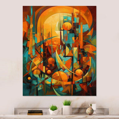 Couleurs et formes abstraites sur impression métallique