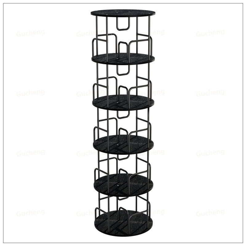 Rotating Bookshelf Tower 5 Tier, Spinning 360° Bookcase, Space-Saving And Stylish Organizer For Books And Decor, Black