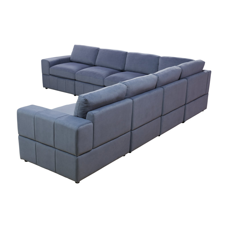 Ensemble de canapé modulaire réversible Premium, Microfibres et suédine gris foncé, H 36 po x l 129 po x P 129 po