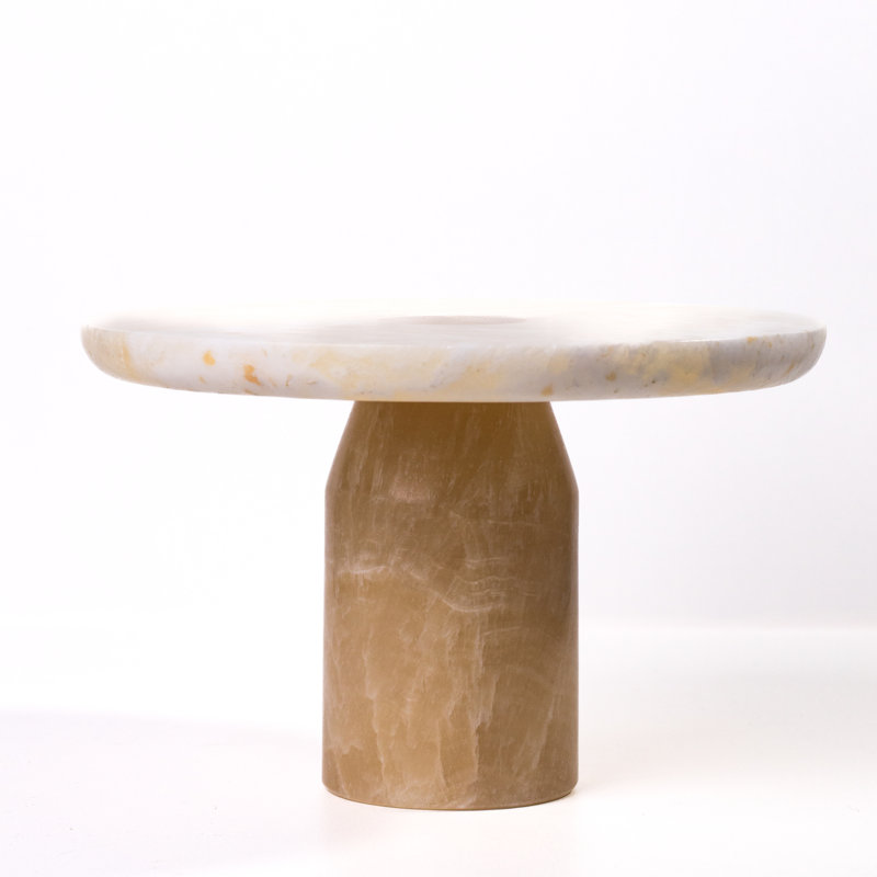 Présentoir à gâteaux en marbre jaune onyx