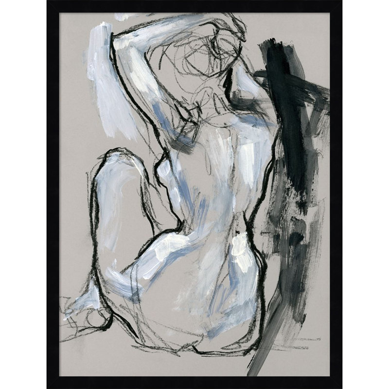 Onyx Gestures I by Wood Framed Wall Art Print, Black, 25" H x 19" W