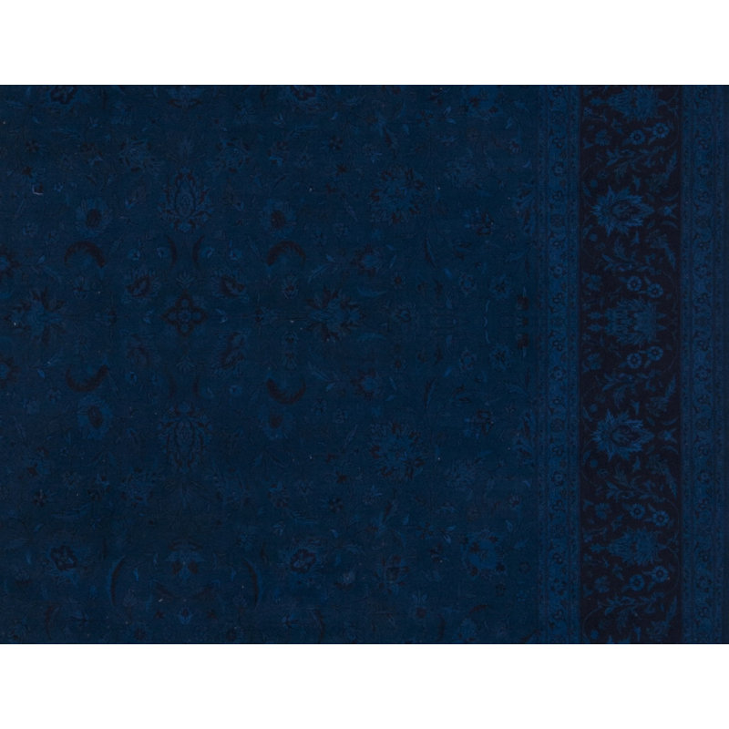 Tapis bleu marine foncé de haute qualité noué à la main