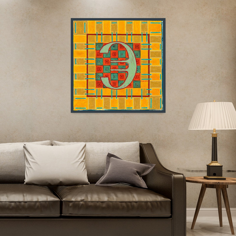 Symbole géométrique de l'euro abstrait abstrait contemporain, impression d'art mural, 32" H x 32" W
