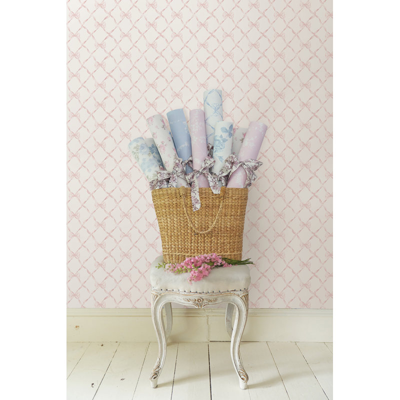 Rouleau de papier peint L 33 pi x l 20,5 po Ribbon Trellis, Rose