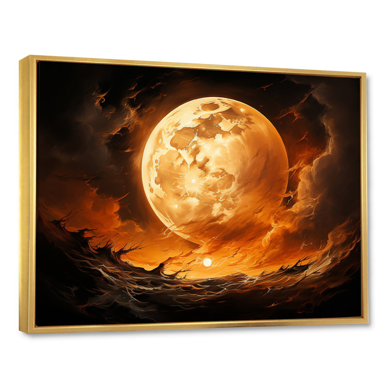 Fiery Moonlight Vision II sur impression sur toile, Cadre flottant doré, H 12 po x l 20 po x P 1 po
