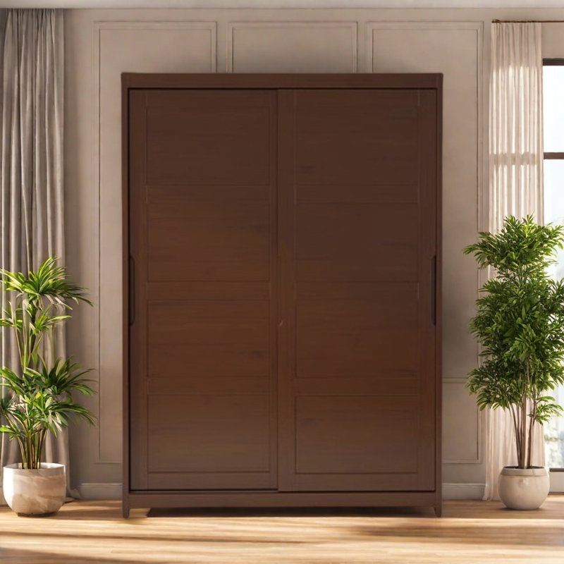 Garde-robe rétro pratique et classique, Noyer, H 82,68 po x l 55,12 po x P 24,41 po