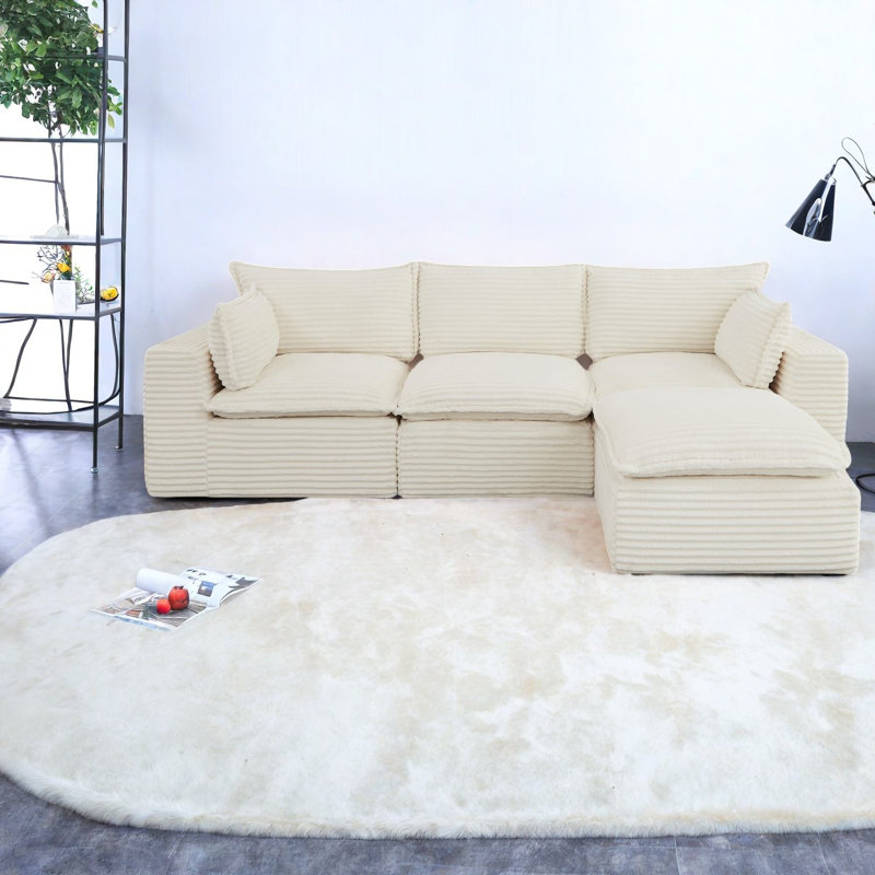 Canapé modulaire confortable en velours côtelé pour une vie moderne, aucun assemblage requis