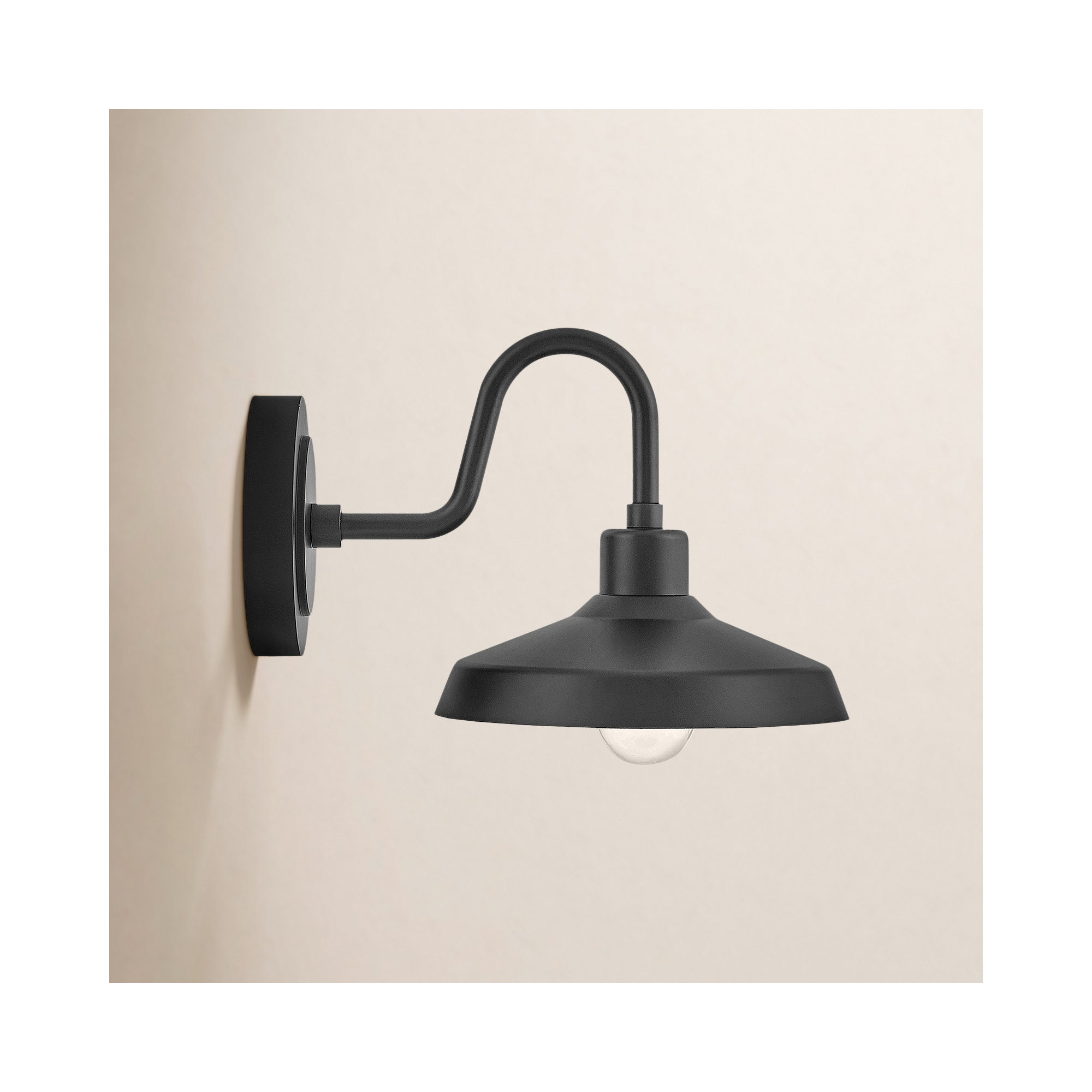 Vanielle Single Light Bell Outdoor Composite Wall Light, Black, 9" H x 9.5" W x 13.5" D