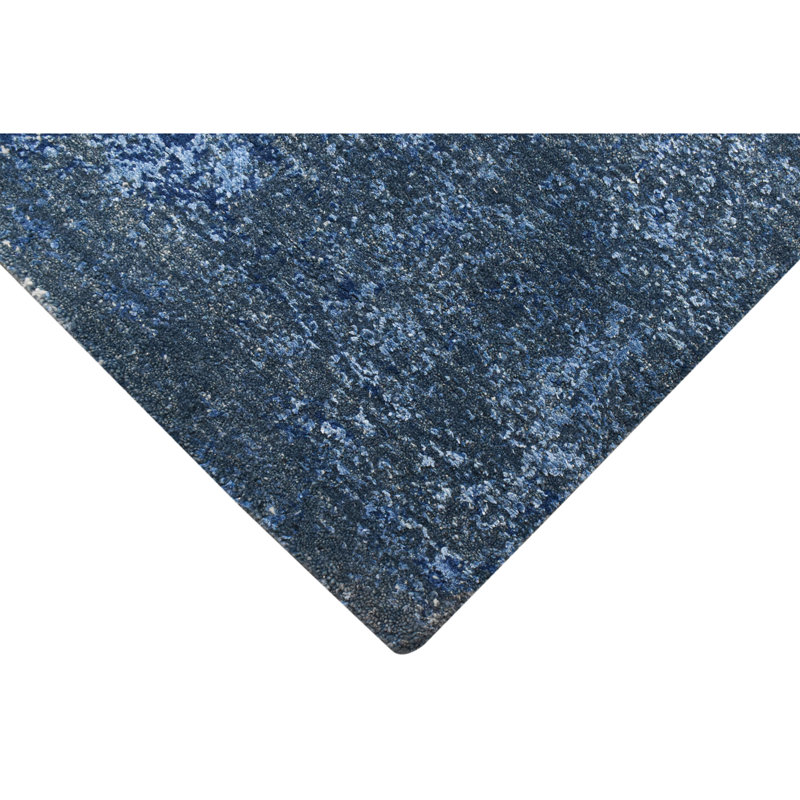 Abstract Area Rug in Dark Blue/Gray/Ivory