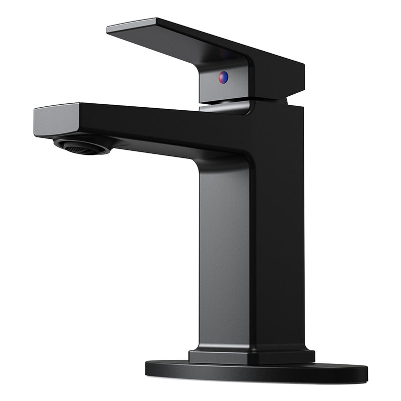Robinet de salle de bain noir mat monté sur le comptoir - poignée simple, résistance à la corrosion, écoulement d'eau douce, évier facile à installer 1 résistant aux égratignures, sans éclaboussures, rapide
