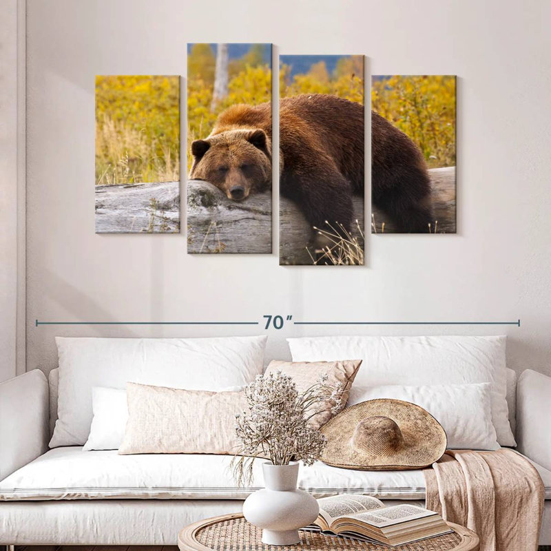 Ours grizzly au repos Brampt, H 32 po x l 52 po