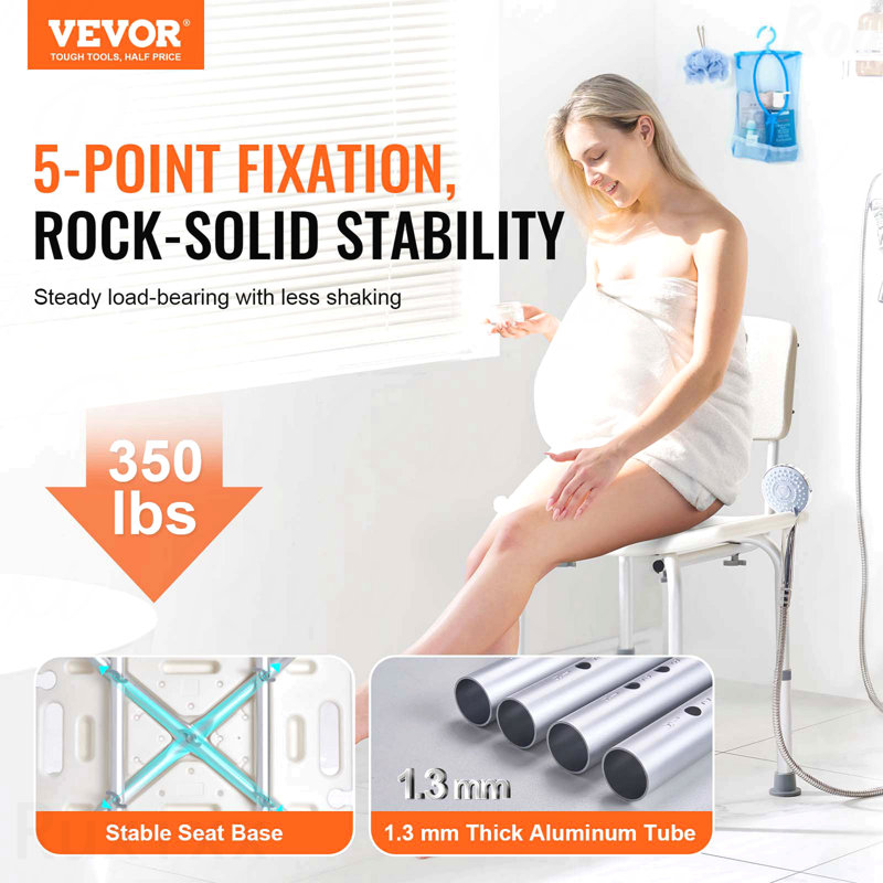 Shower Chair, Shower In Stylish Offices Seat With Back, Adjustable Height Shower Footstool, Shower Chair For Inside Shower Bathtub, Non-Slip Bathroom Bench Bath Chair For Elderly Disabled Handicap, 350 Lbs Capacity