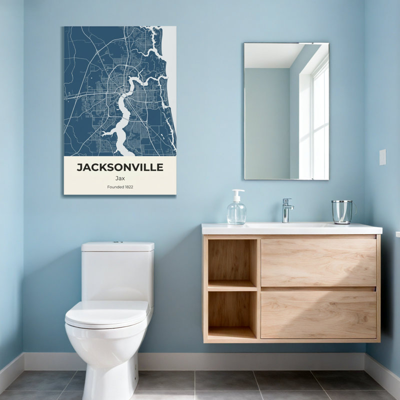 «Scenic & Cityscapes Jacksonville City Map», reproduction d'art, H 36 po x l 24 po
