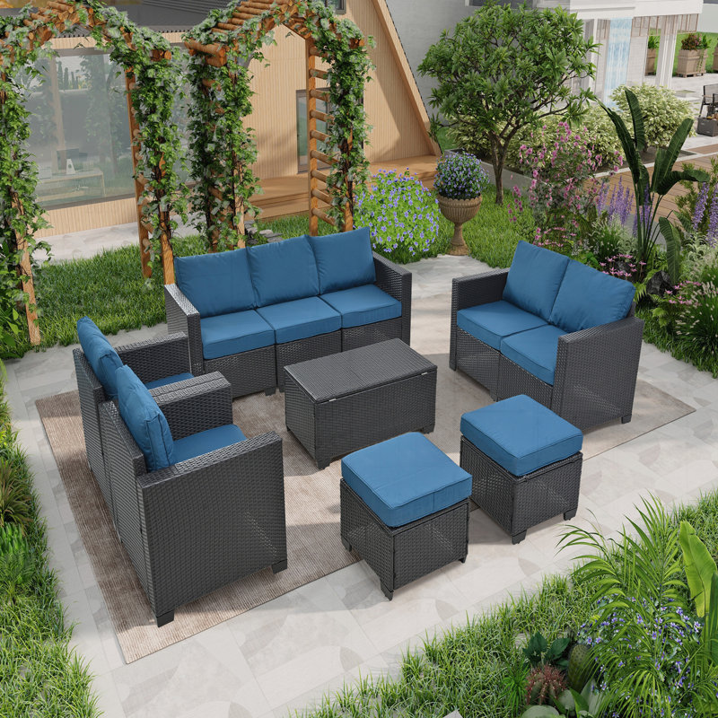 Ensemble de mobilier d'extérieur pour la construction robuste et polyvalent, Bleu paon