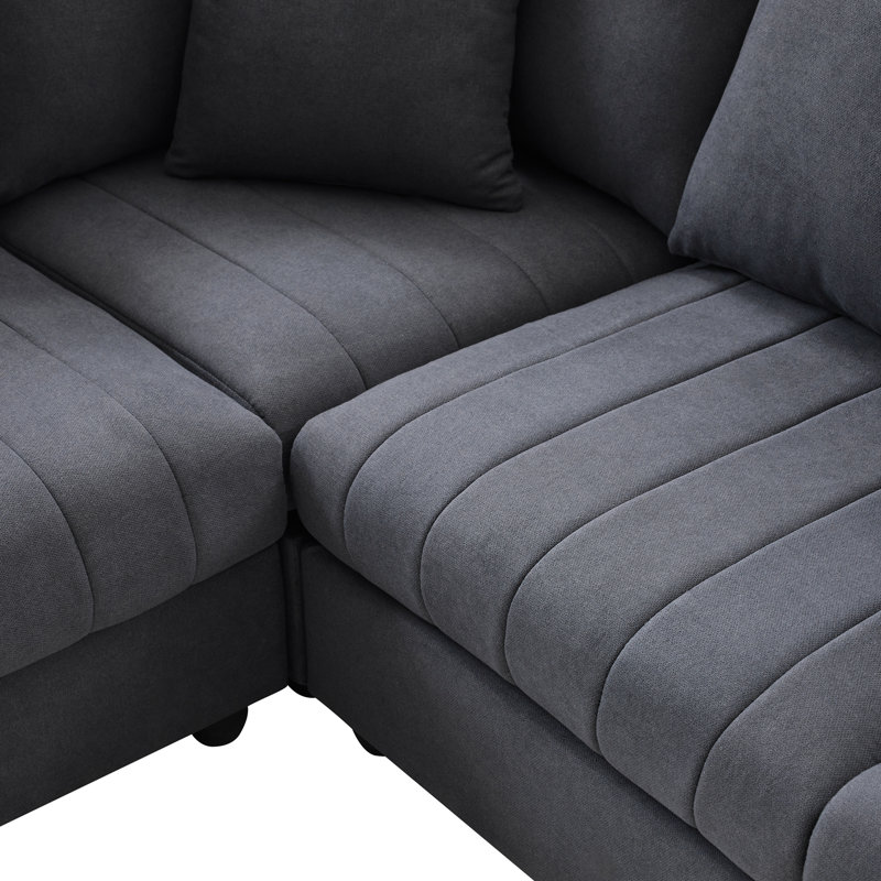 Canapé modulaire Emmilee, Lin gris foncé