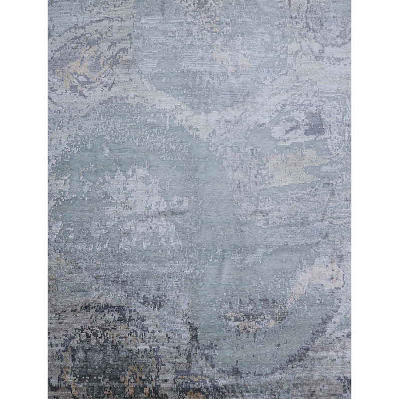 Hand Woven Wool Abstract Area Rug, Rectangle 10' x 14'