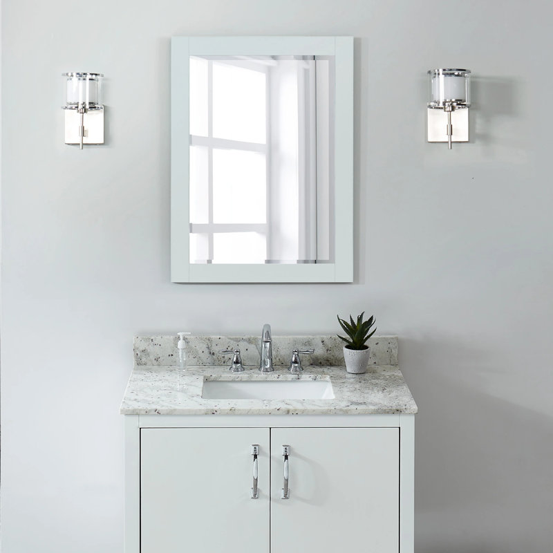 Comptoir de meuble-lavabo en granite blanc 37 pouces avec lavabo et dosseret, Blanc glacier