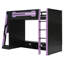 Lit mezzanine simple en bois avec bureau, tablettes multiples et lumière RVB, mauve-1613278316