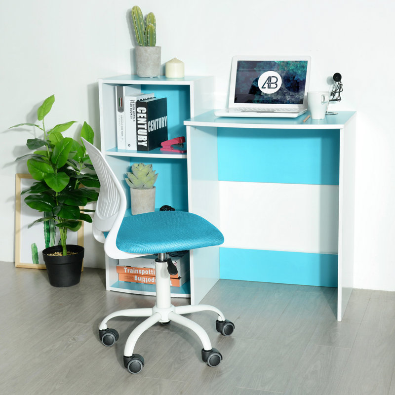 David Piece Writing Desk Office Set, Turquoise/White