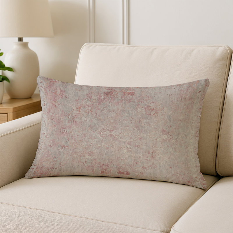 Coussin décoratif intérieur et extérieur Modern, Gris / rouge clair oriental, Rectangle H 20 po x l 14 po