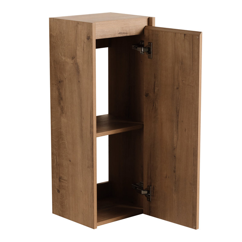 12" Wall Mounted Bathroom Side Cabinet, 3 Soft Close Doors, Adds Style To Storage Unit, For Optimal Use, Natural