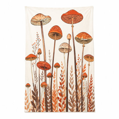 1 pièce de serviette de plage champignon, avec un motif à l'aquarelle de divers champignons orange et feuillage brun sur fond crème. Grande microfibre, parfaite pour la natation, les voyages, le camping et le unisexe.
