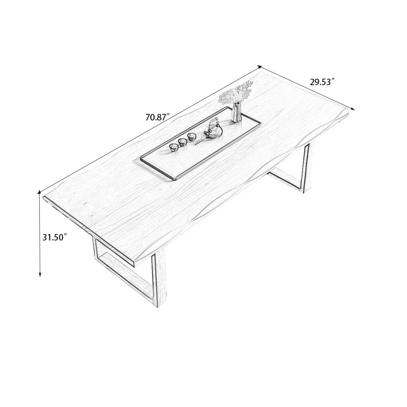Brown Rectangular Solid Wood Dining Table, 29.53"H x 70.87"L x 31.5"W