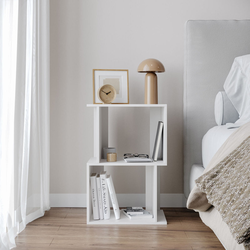 Sulmy Solid Wood Ladder Bookcase, (2 Shelves) 40cm H x 40cm W x 29cm D, White