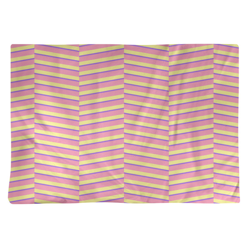 Napperon en coton 18 po à rayures fracturées, Rose/mauve/jaune, polyester