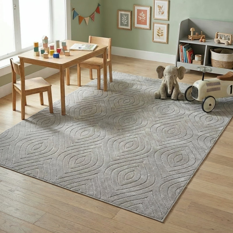 Tapis d'intérieur / extérieur gris Kaile Performance, Rectangle 7 pi 10 po x 9 pi 10 po