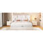 Grand lit avec rangement hydraulique - Revêtement beige sans sommier tapissier
