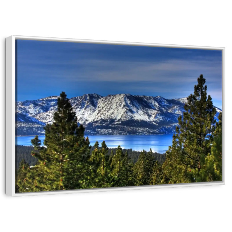 Lac Tahoe, Sierra, Cadre flottant blanc, 37 po x 25 po