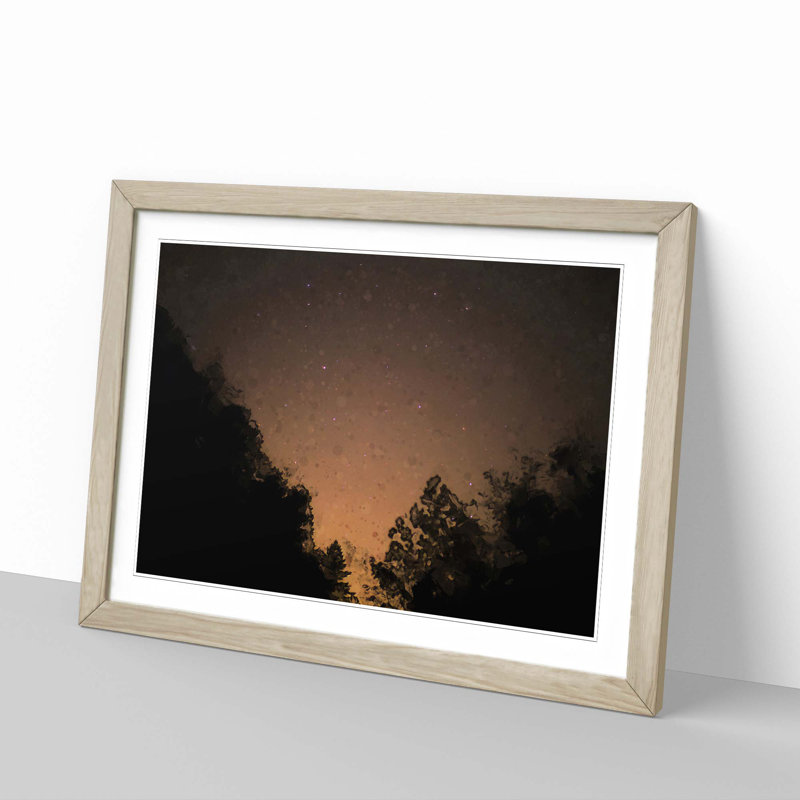 Forest at Night in Abstract - Picture Frame Graphic Art Print, Oak Framed, 36cm H x 48cm W x 2cm D
