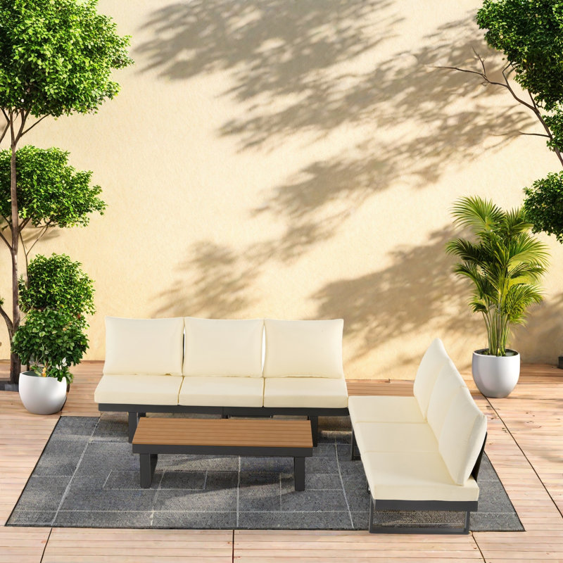 Outdoor Modular Sofa Set With Adjustable Reclining Seats, Weather-Resistant Comfortable Waterproof Cushions, Multi-Functional Coffee Tables, Hidden Pull-Out Side Tables