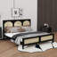 Grand lit plateforme en bois rehaussé par une tête et un pied de lit en rotin-806732264-806732270