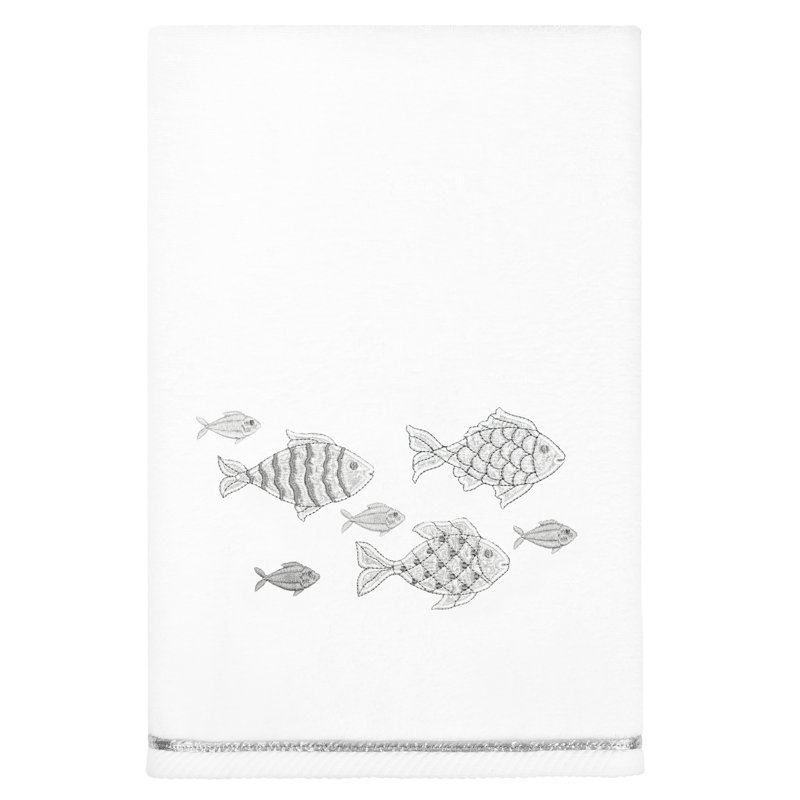 FIGI 3PC Embellished Towel Set 3 Piece Turkish Cotton Towel Set, White