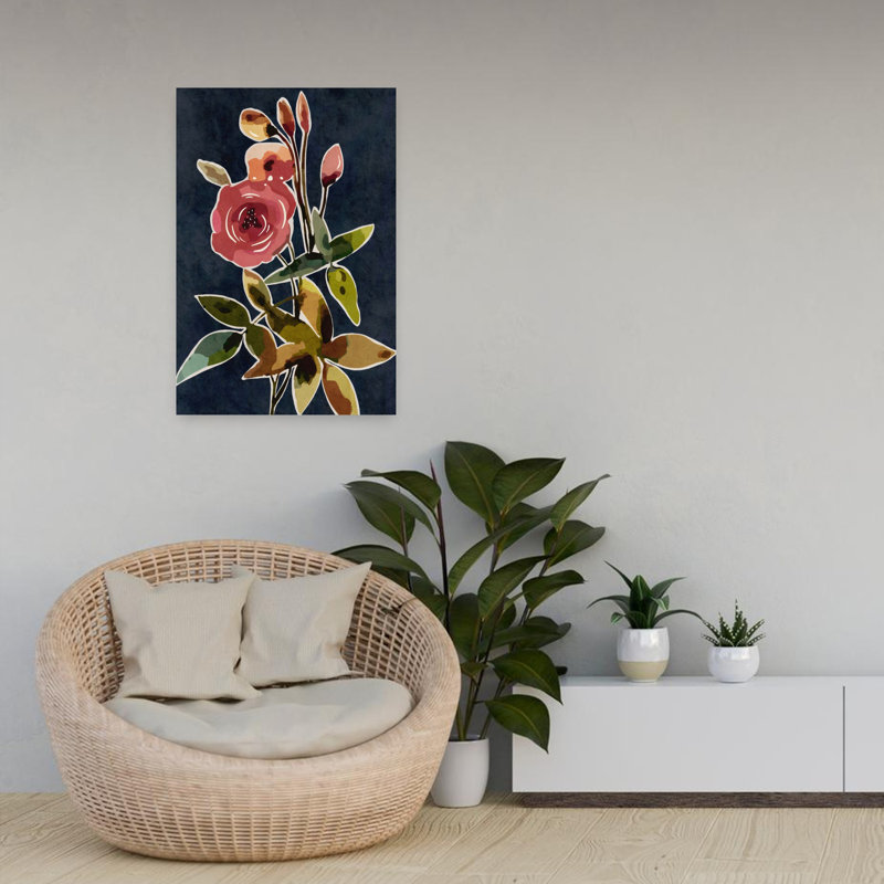 Vintage Floral 3 Abstract Contemporary Elegant Rose Nature Plant Wall Art, 24" H x 16" W