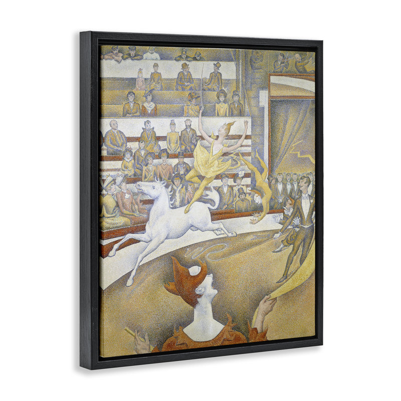 "Classic Seurat Circus", art mural sur toile, Cadre flottant noir de jais, H 21 po x l 17 po