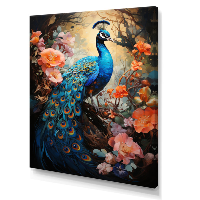 Wrinkle Peacock lumineux sur toile, H 20 po x l 12 po x P 1 po, Toile tendue