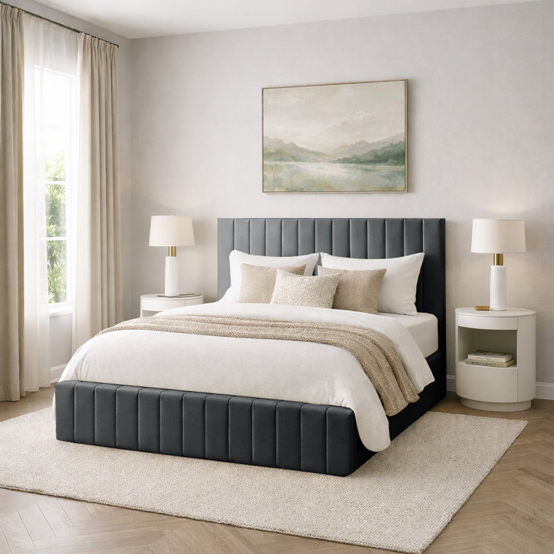 Morgana Upholstered Storage Bed Frame    , Kingsize (5'), Asphalt