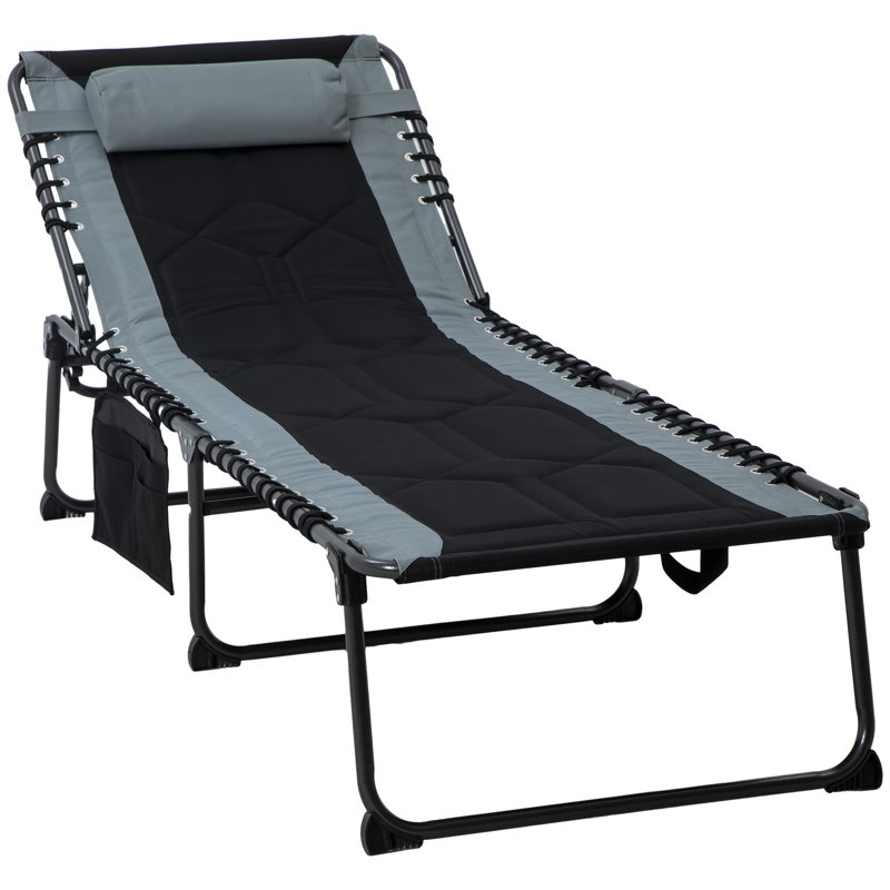 Chaise longue d'extérieur en acier Sherlon, Noir/gris