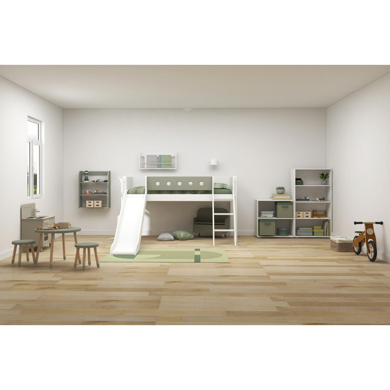 White Loft Bed Bed Frame, White/Grey