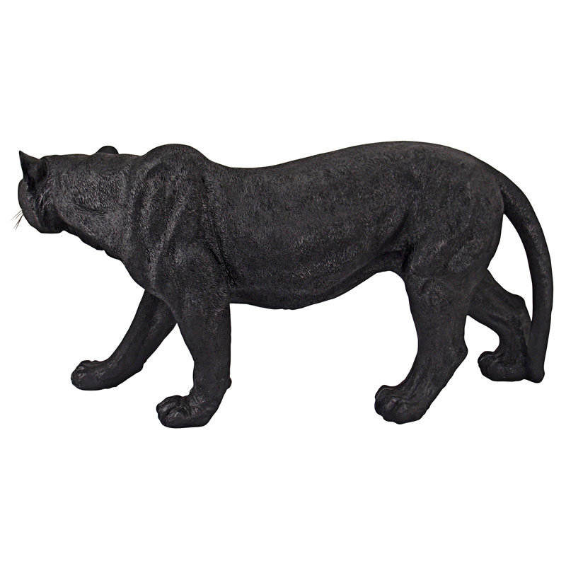 Large Black Resin Panther Garden Statue