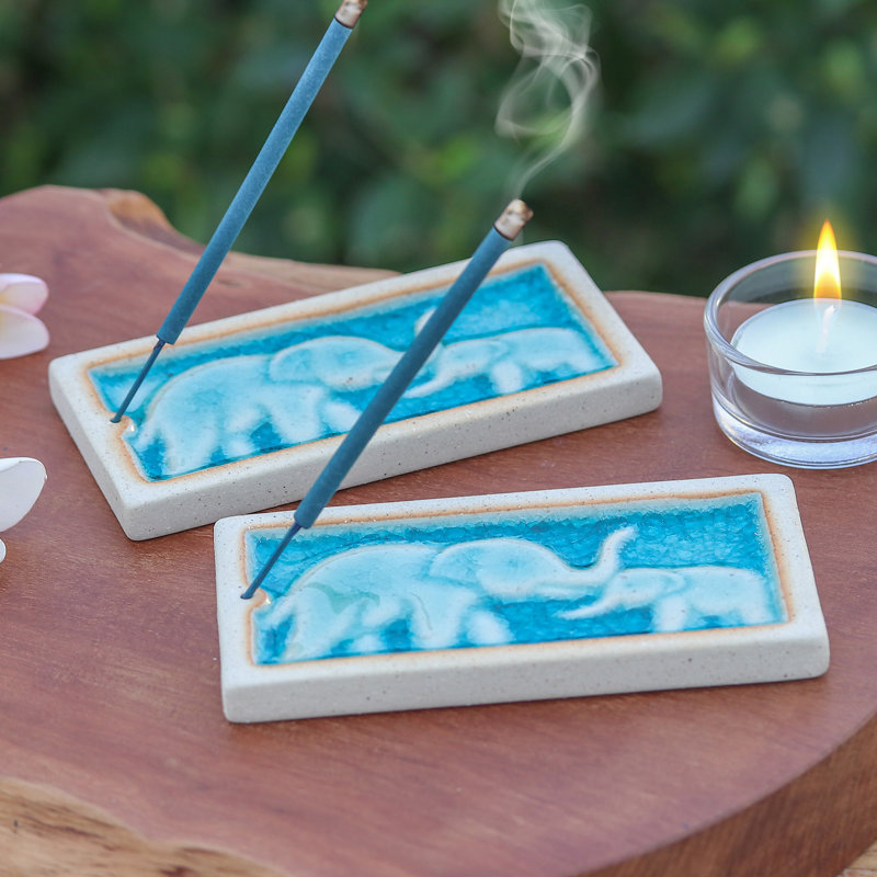Porte-encens en céramique (paire) Novica