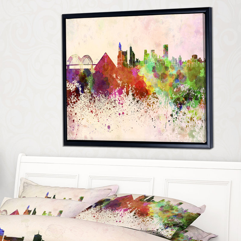 « memphis horizon », peinture sur toile encadrée, H 16 po x l 32 po x P 1 po